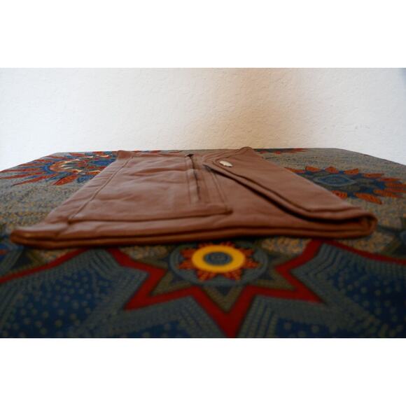Vintage Brown Leather Envelope Strapless Unisex Clutch Bag 9" x 13" Boho Hippie - Picture 7 of 14